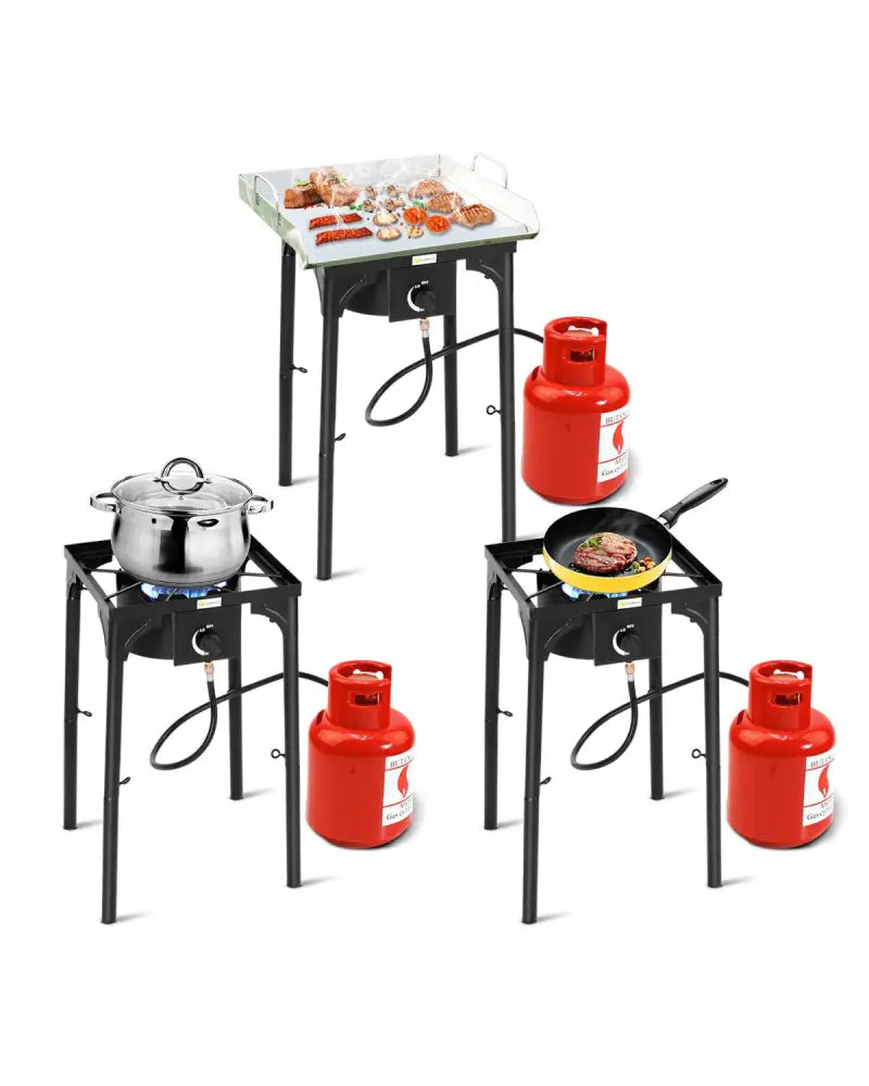 100 000-BTU Portable Propane Outdoor Camp Stove with Adjustable Legs - Black - Outdoor Grills
