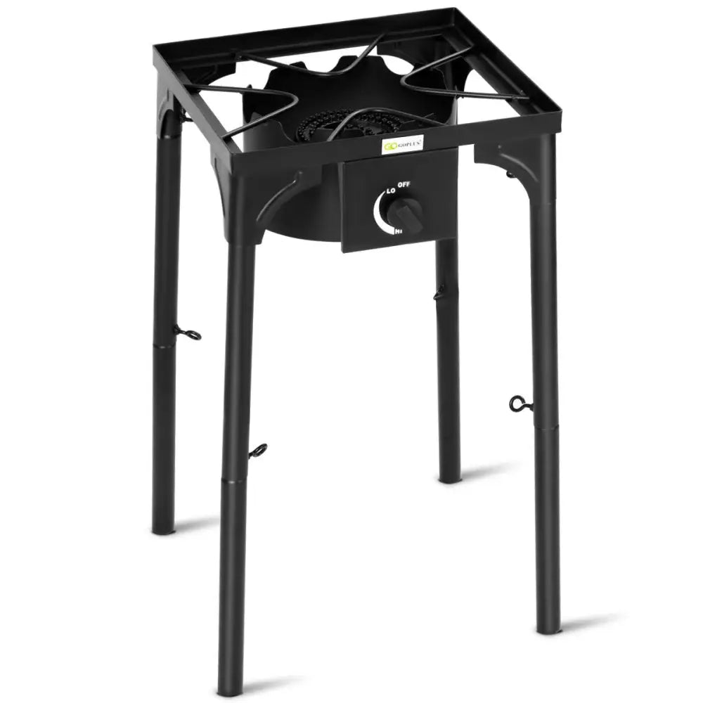 100 000-BTU Portable Propane Outdoor Camp Stove with Adjustable Legs - Black - Outdoor Grills