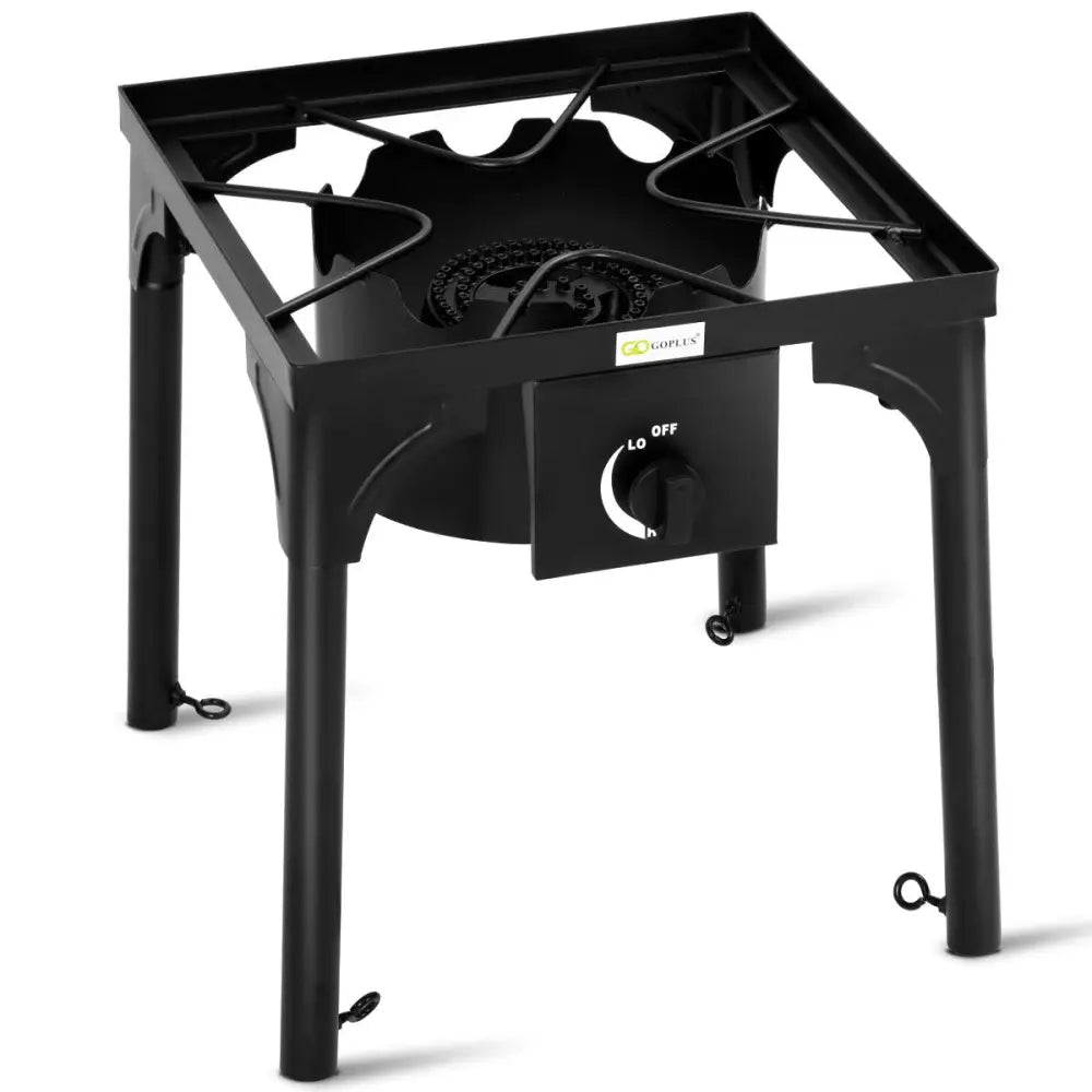 100 000-BTU Portable Propane Outdoor Camp Stove with Adjustable Legs - Black - Outdoor Grills