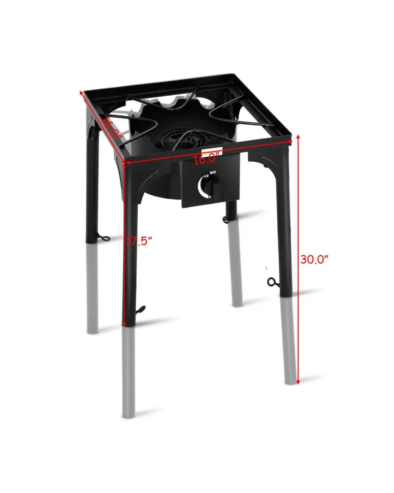 100 000-BTU Portable Propane Outdoor Camp Stove with Adjustable Legs - Black - Outdoor Grills