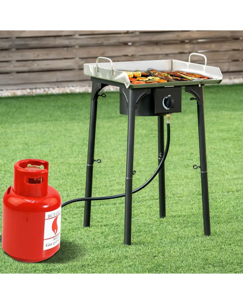 100 000-BTU Portable Propane Outdoor Camp Stove with Adjustable Legs - Black - Outdoor Grills