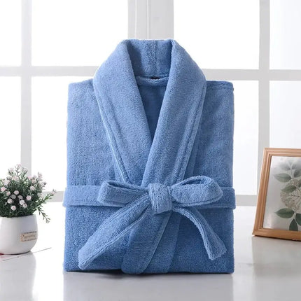 100% Cotton Terry Bathrobe for Women & Men – Thick Winter Tatting Weave Robe, Ultra‑Absorbent Mid‑Calf Towel Gown - Oasis Home Essentials