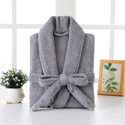 100% Cotton Terry Bathrobe for Women & Men – Thick Winter Tatting Weave Robe, Ultra‑Absorbent Mid‑Calf Towel Gown - Oasis Home Essentials