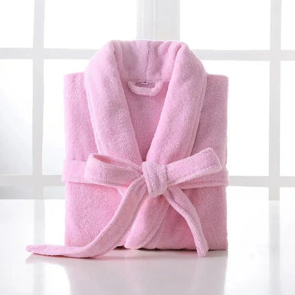 100% Cotton Terry Bathrobe for Women & Men – Thick Winter Tatting Weave Robe, Ultra‑Absorbent Mid‑Calf Towel Gown - Oasis Home Essentials