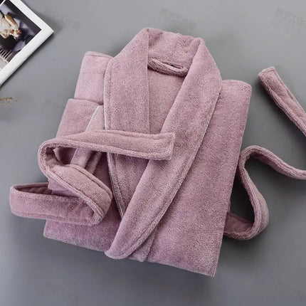 100% Cotton Thick Toweling Terry Robe – Winter Long Bathrobe for Couples, Soft Absorbent Homewear Sleep Robe - Oasis Home Essentials