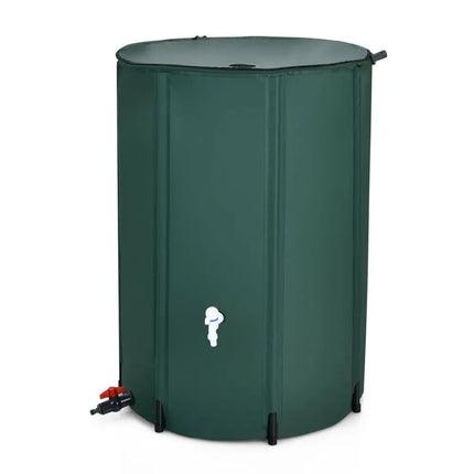 100 Gallon Portable Rain Barrel Water Collector Tank with Spigot Filter - Green - Watering & Irrigation