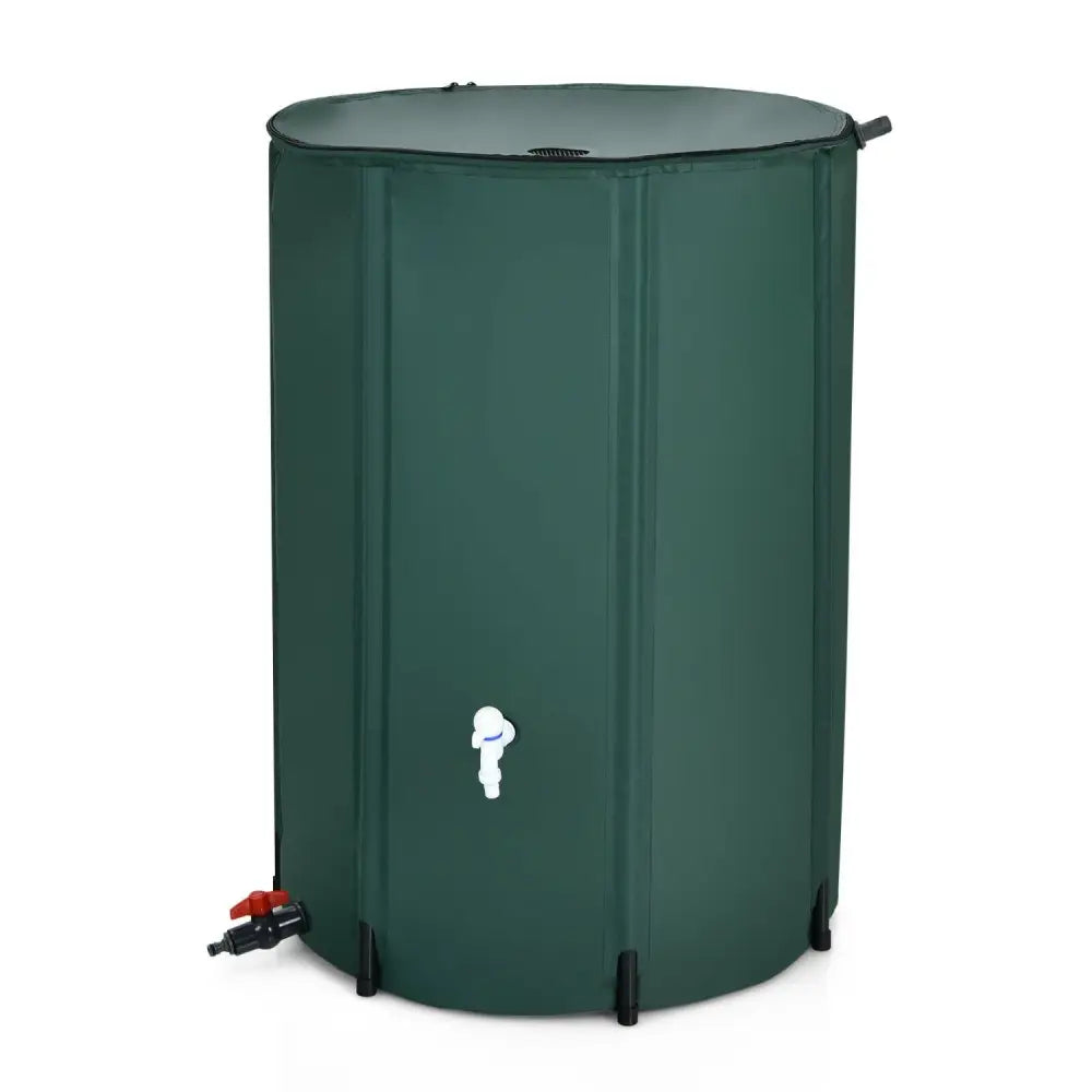 100 Gallon Portable Rain Barrel Water Collector Tank with Spigot Filter - Green - Watering & Irrigation