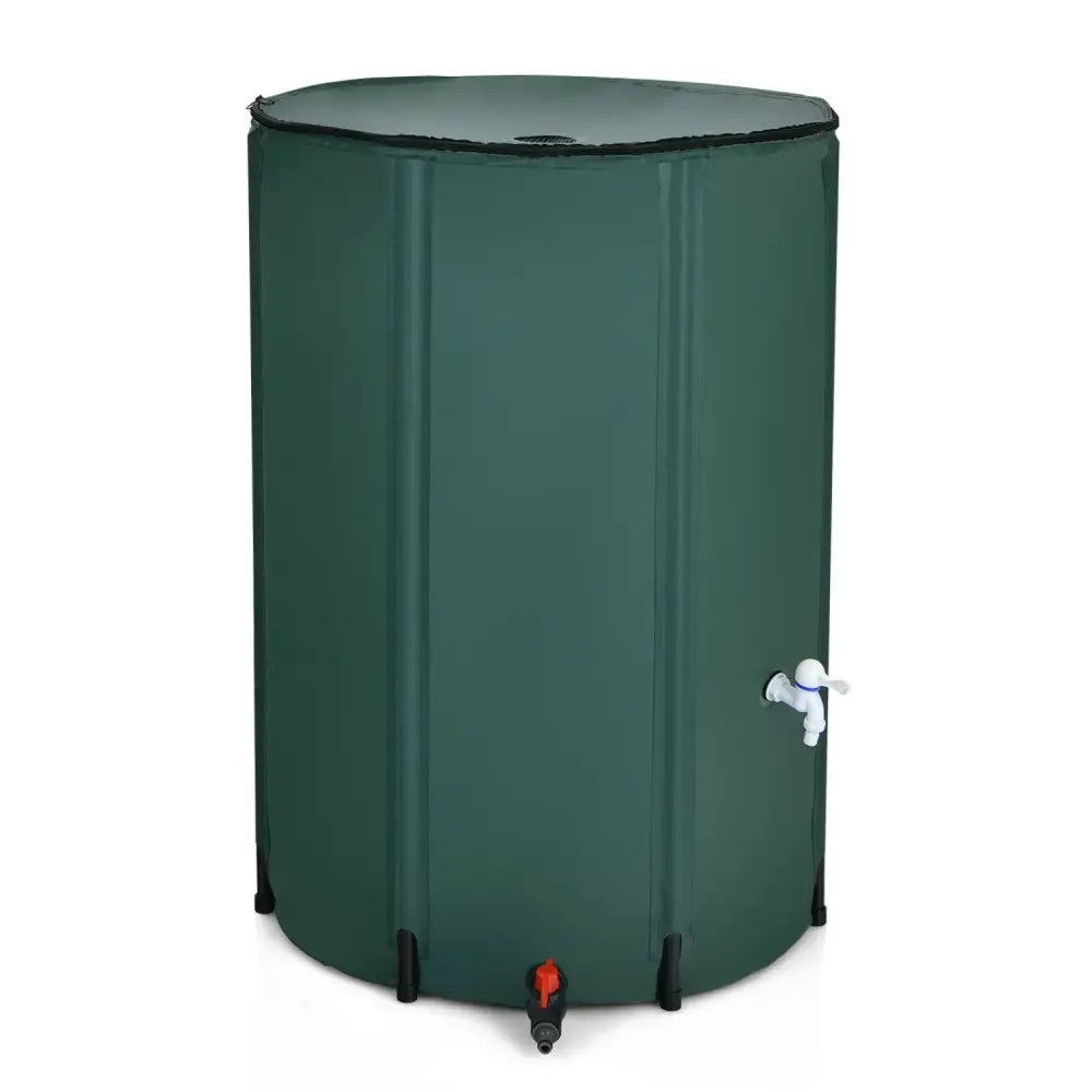 100 Gallon Portable Rain Barrel Water Collector Tank with Spigot Filter - Green - Watering & Irrigation