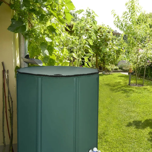 100 Gallon Portable Rain Barrel Water Collector Tank with Spigot Filter - Green - Watering & Irrigation