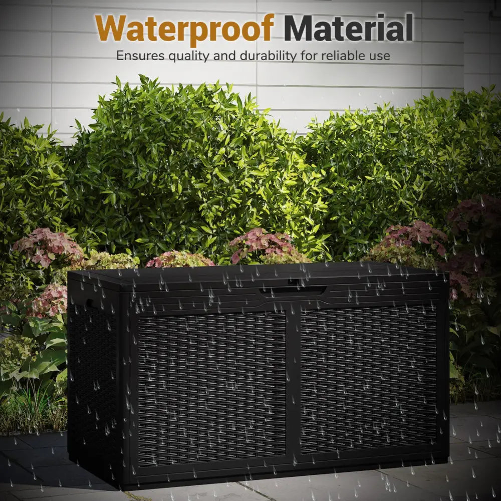 100 Gallon Resin Deck Box Outdoor Waterproof Storage Bench-Black - Black - Sheds & Outdoor Storage