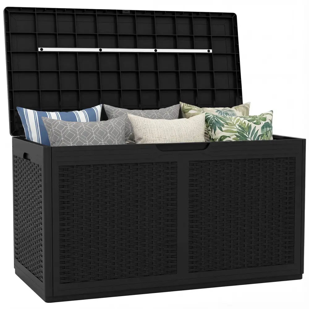 100 Gallon Resin Deck Box Outdoor Waterproof Storage Bench-Black - Black - Sheds & Outdoor Storage