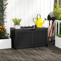 100 Gallon Resin Deck Box Outdoor Waterproof Storage Bench-Black - Black - Sheds & Outdoor Storage