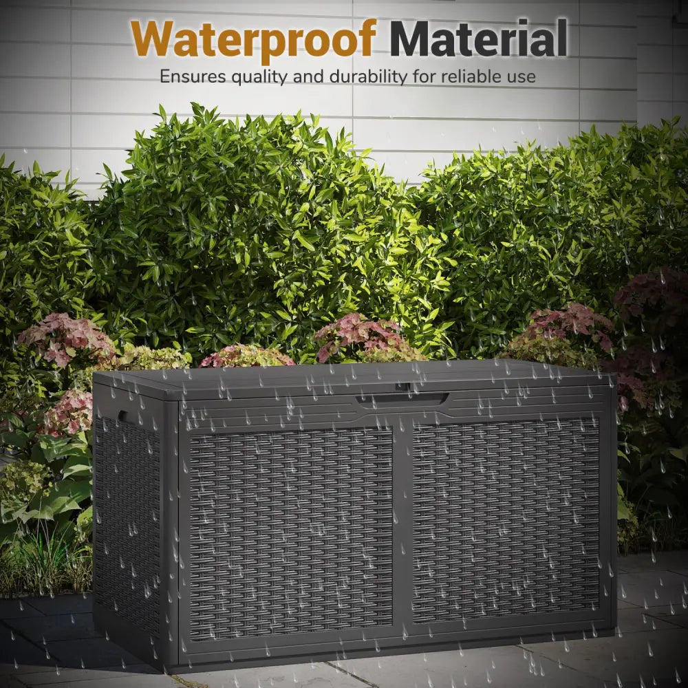 100 Gallon Resin Deck Box Outdoor Waterproof Storage Bench-Gray - Gray - Sheds & Outdoor Storage