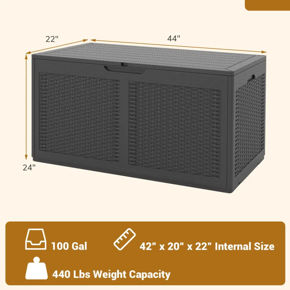 100 Gallon Resin Deck Box Outdoor Waterproof Storage Bench-Gray - Gray - Sheds & Outdoor Storage