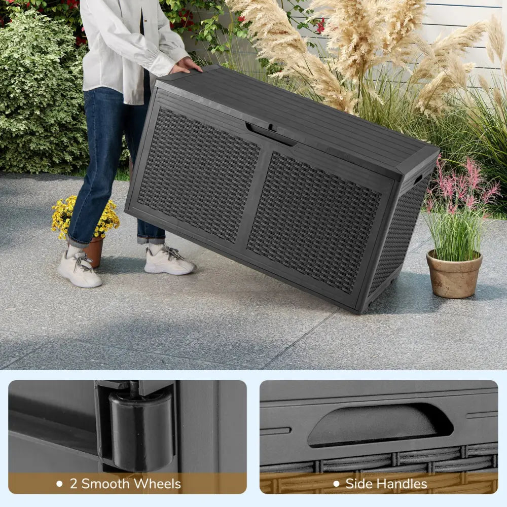 100 Gallon Resin Deck Box Outdoor Waterproof Storage Bench-Gray - Gray - Sheds & Outdoor Storage
