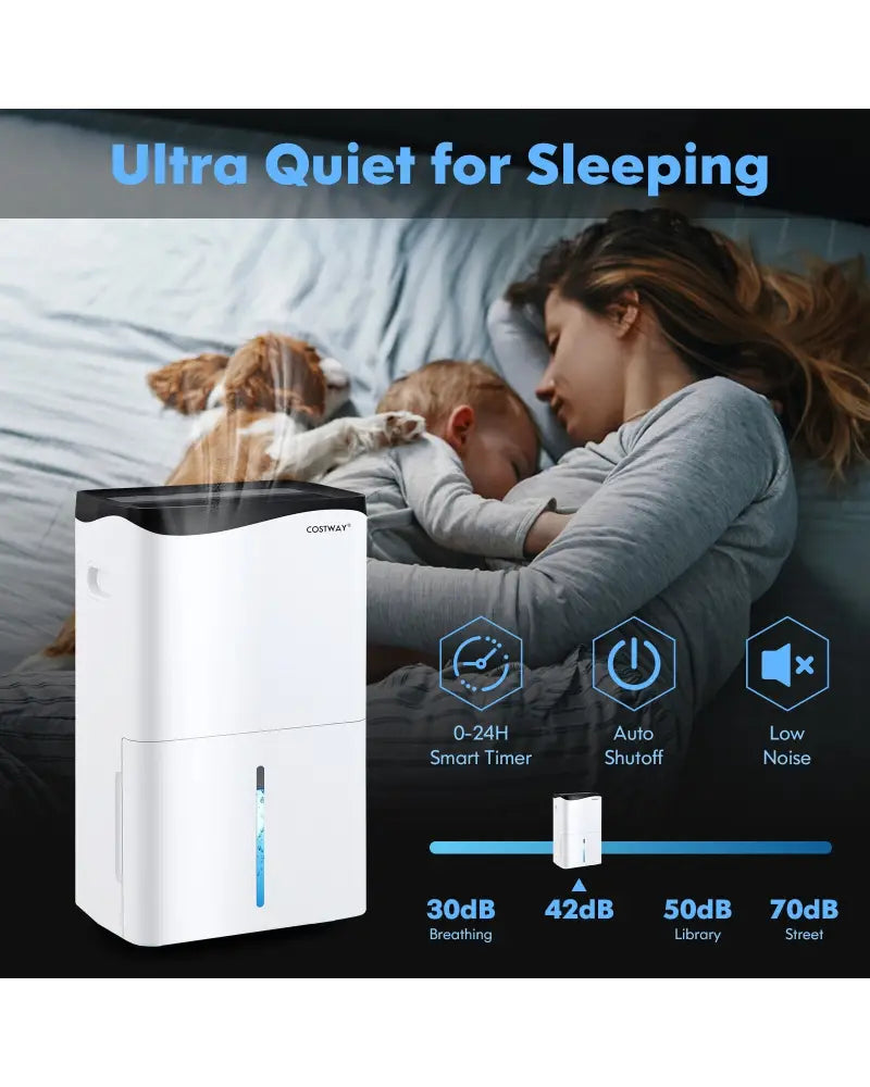 100-Pint Dehumidifier with Smart App and Alexa Control for Home and Basements-White - White - Dehumidifiers