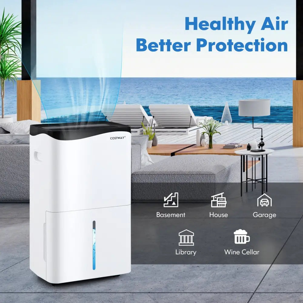 100-Pint Dehumidifier with Smart App and Alexa Control for Home and Basements-White - White - Dehumidifiers
