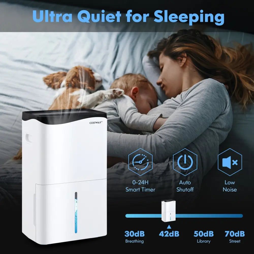 100-Pint Dehumidifier with Smart App and Alexa Control for Home and Basements-White - White - Dehumidifiers