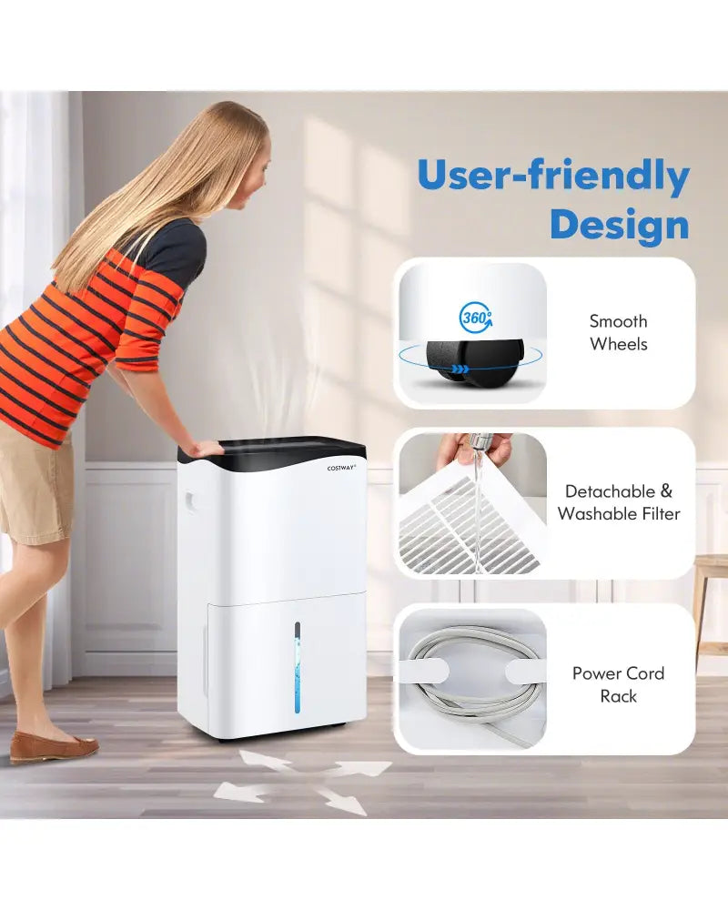 100-Pint Dehumidifier with Smart App and Alexa Control for Home and Basements-White - White - Dehumidifiers