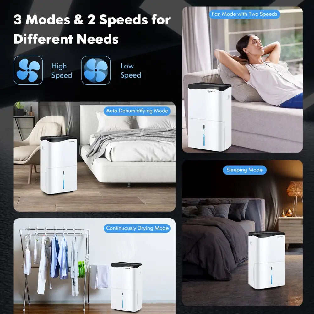 100-Pint Dehumidifier with Smart App and Alexa Control for Home and Basements-White - White - Dehumidifiers