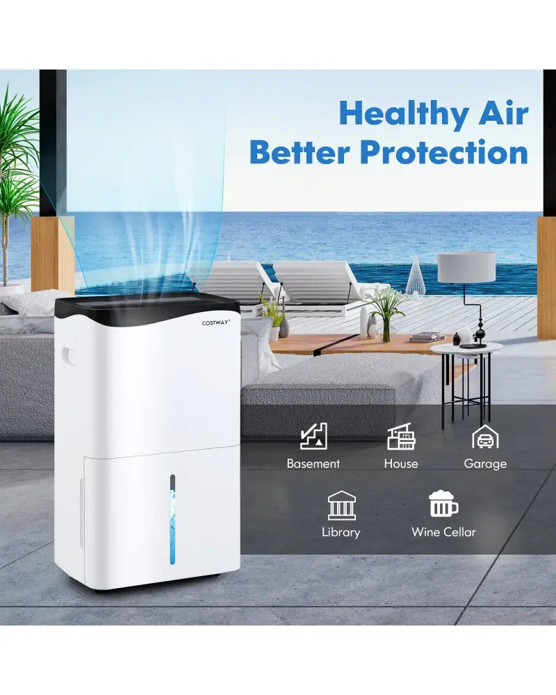 100-Pint Dehumidifier with Smart App and Alexa Control for Home and Basements-White - White - Dehumidifiers