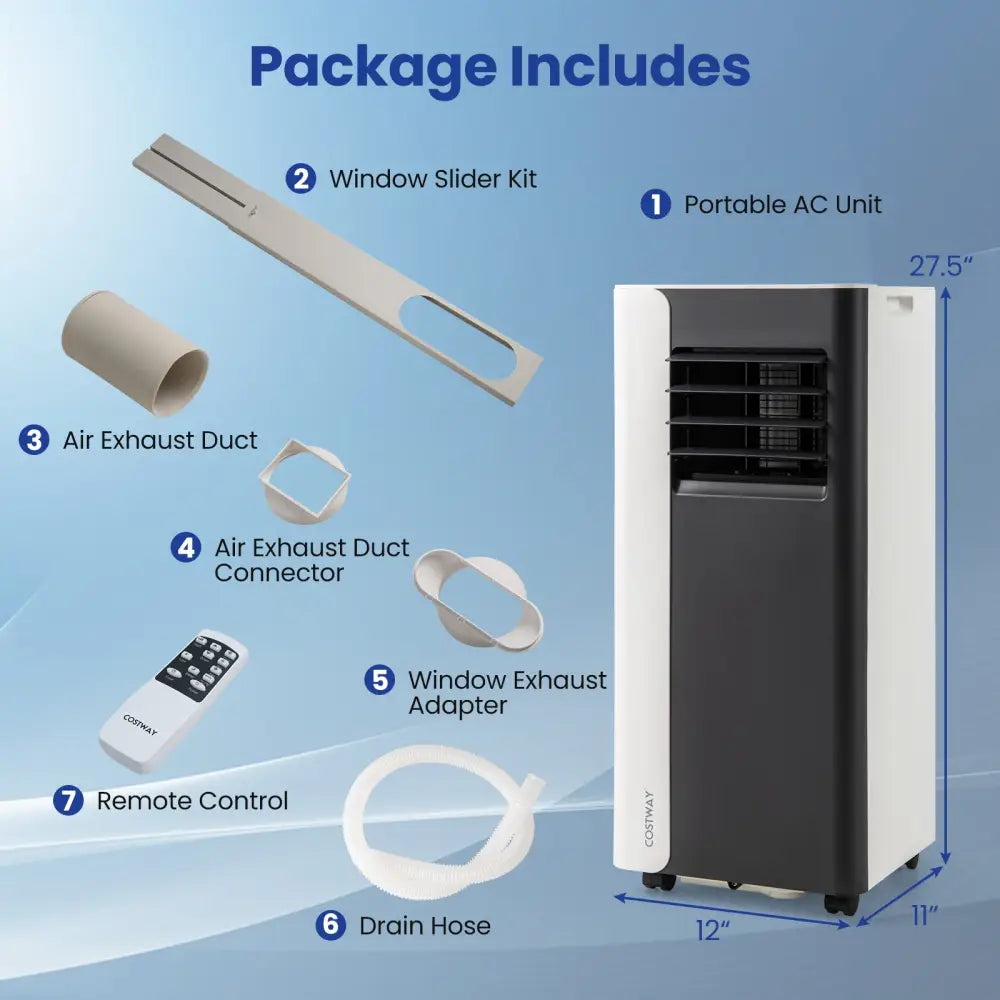 10000 BTU 3 in 1 Portable Air Conditioner with Fan and Dehumidifier Model - Black & White - Portable Air Conditioners