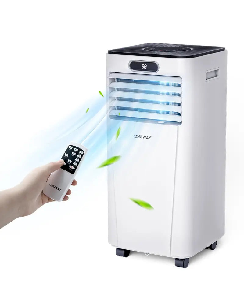 10000 BTU 4-in-1 Portable Air Conditioner with Dehumidifier and Fan Mode-White - White - Portable Air Conditioners