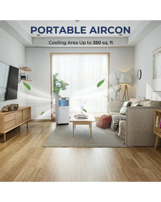 10000 BTU 4-in-1 Portable Air Conditioner with Dehumidifier and Fan Mode-White - White - Portable Air Conditioners