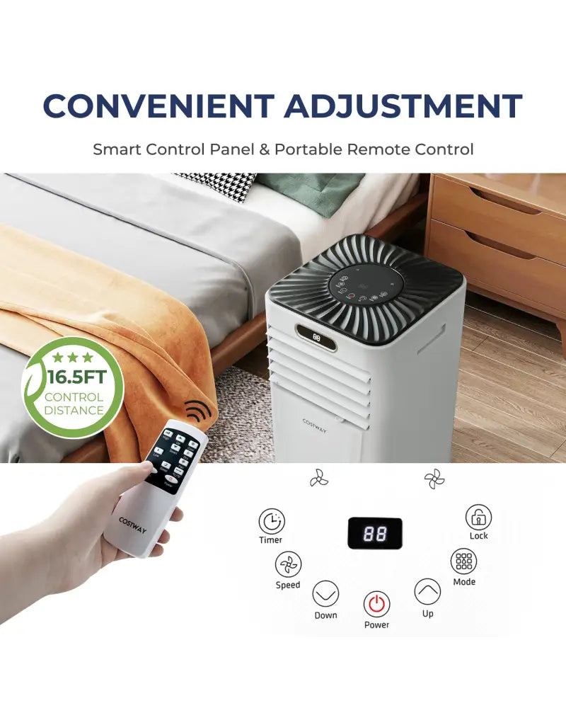 10000 BTU 4-in-1 Portable Air Conditioner with Dehumidifier and Fan Mode-White - White - Portable Air Conditioners