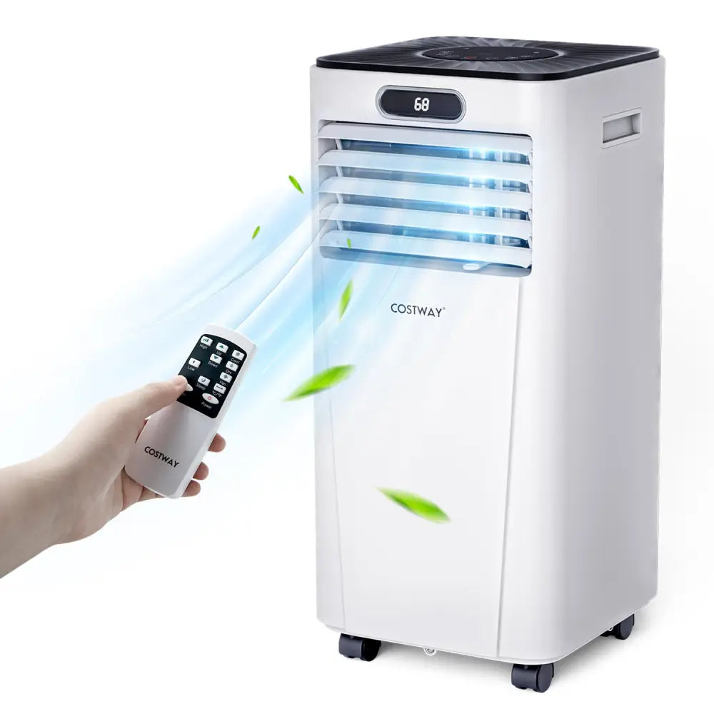10000 BTU 4-in-1 Portable Air Conditioner with Dehumidifier and Fan Mode-White - White - Portable Air Conditioners