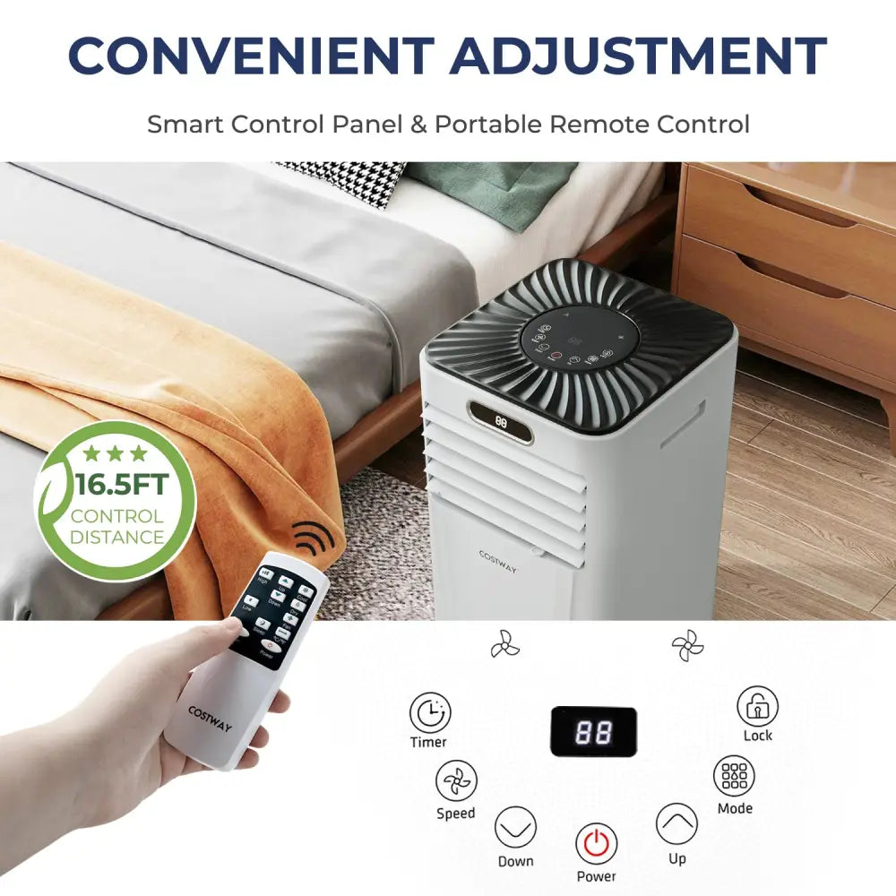10000 BTU 4-in-1 Portable Air Conditioner with Dehumidifier and Fan Mode-White - White - Portable Air Conditioners