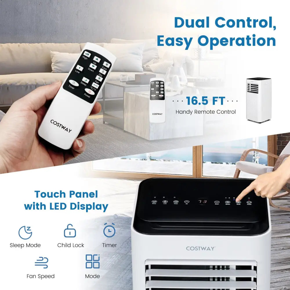 10000 BTU 4-in-1 Portable Air Conditioner with Dehumidifier and Sleep Mode-Black - Black - Portable Air Conditioners