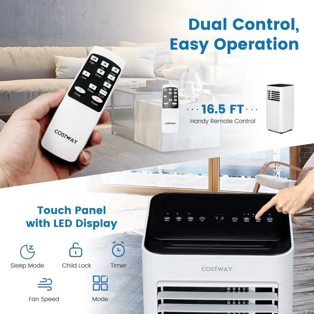 10000 BTU 4-in-1 Portable Air Conditioner with Dehumidifier and Sleep Mode-Black - Black - Portable Air Conditioners