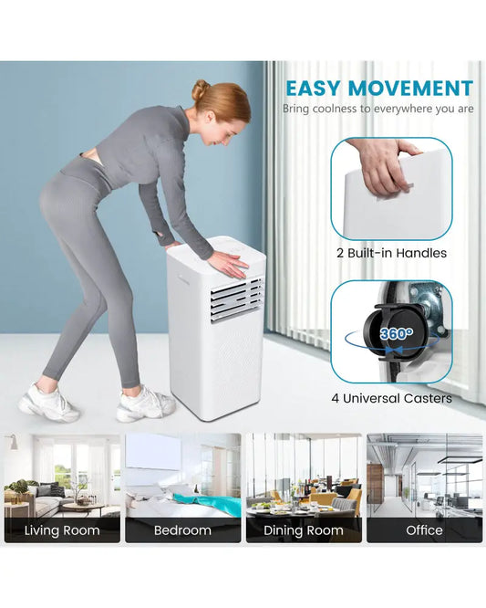 10000 BTU 4-in-1 Portable Air Conditioner with Dehumidifier and Sleep Mode-White - White - Portable Air Conditioners