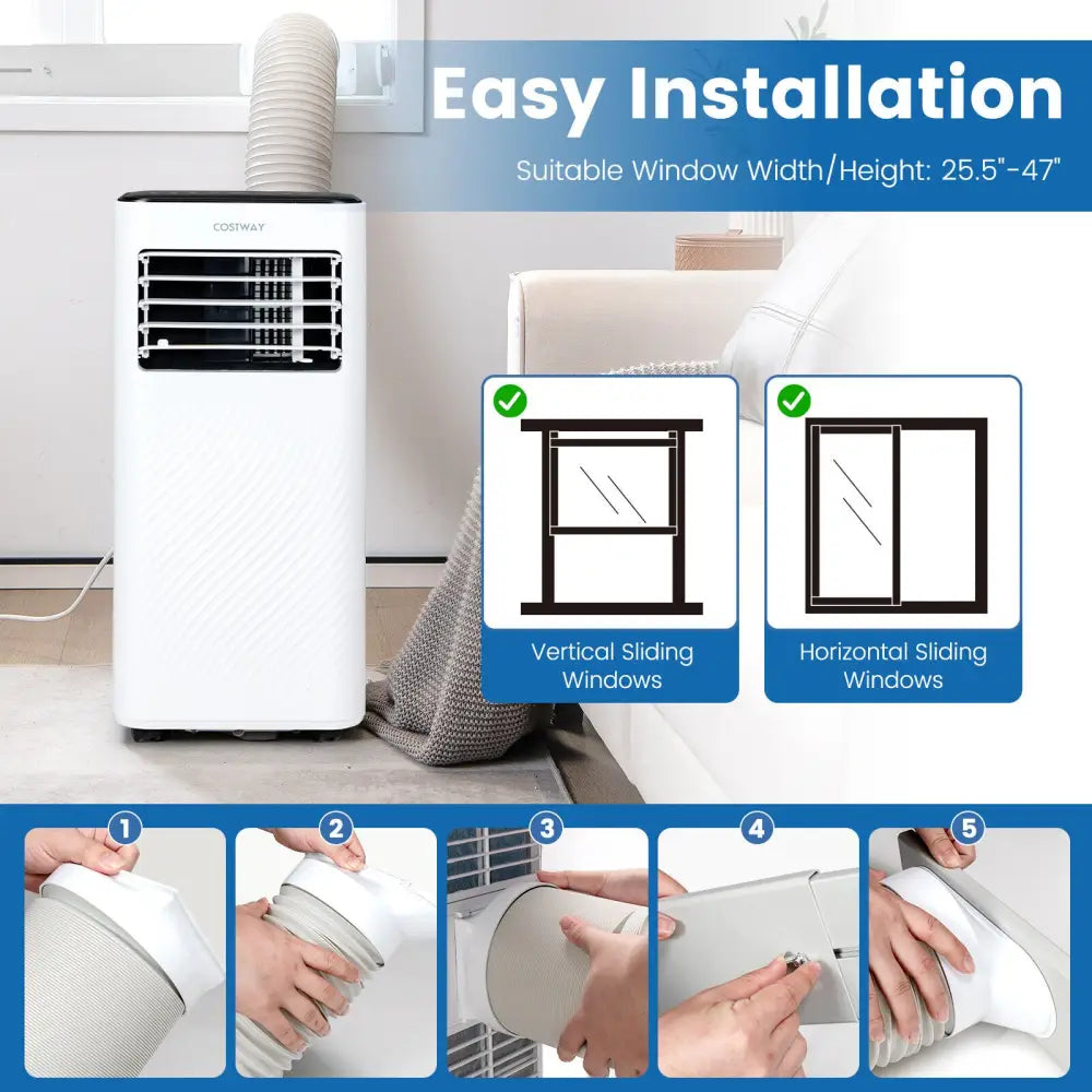 10000 BTU 4-in-1 Portable Air Conditioner with Dehumidifier and Sleep Mode-Black - Black - Portable Air Conditioners