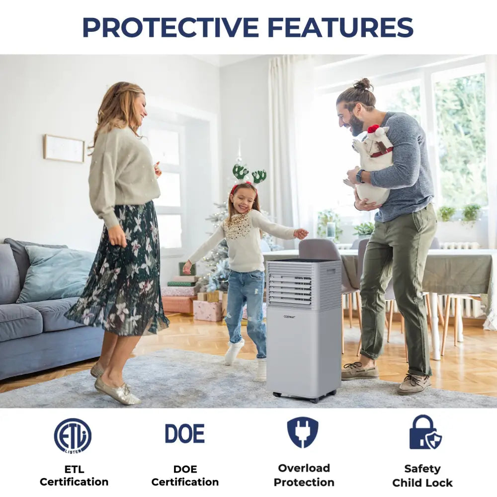 10000 BTU Air Cooler with Fan and Dehumidifier Mode-Gray - Gray - Portable Air Conditioners