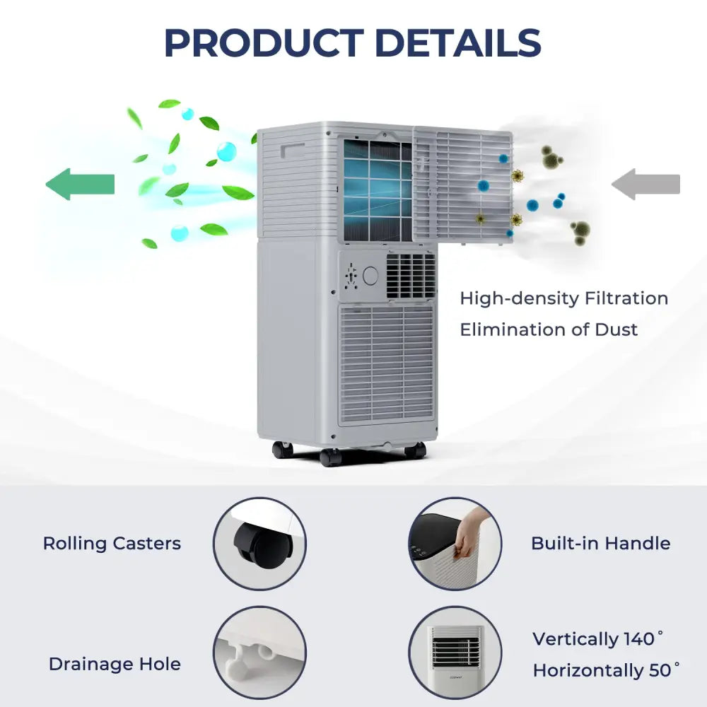 10000 BTU Air Cooler with Fan and Dehumidifier Mode-Gray - Gray - Portable Air Conditioners