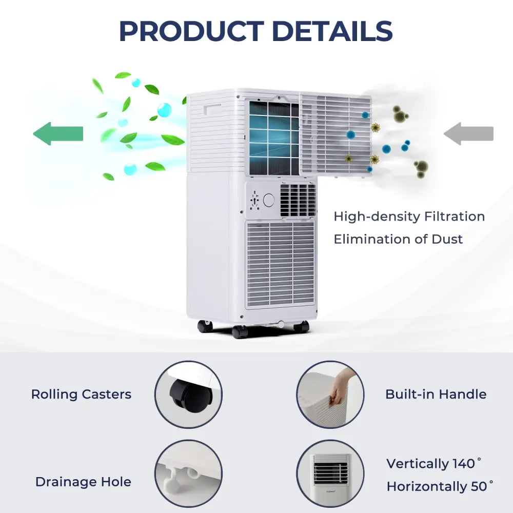 10000 BTU Air Cooler with Fan and Dehumidifier Mode-White - White - Portable Air Conditioners