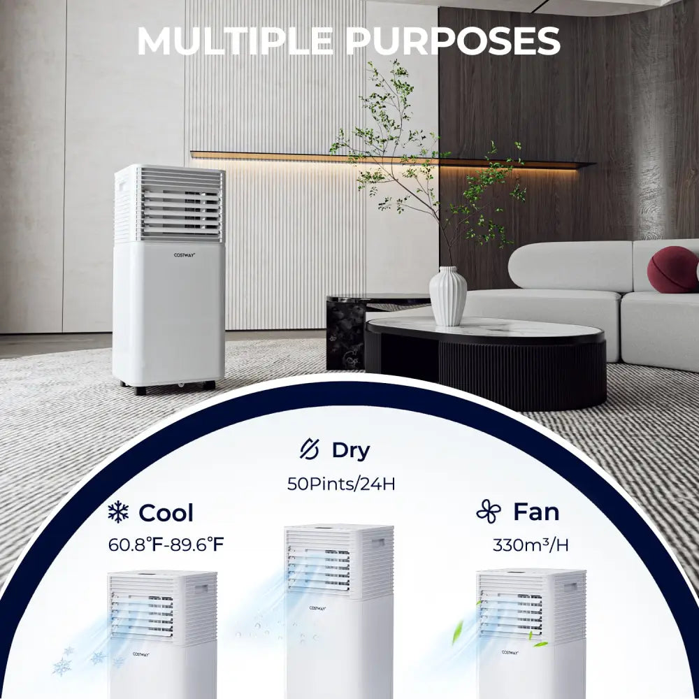 10000 BTU Air Cooler with Fan and Dehumidifier Mode-White - White - Portable Air Conditioners