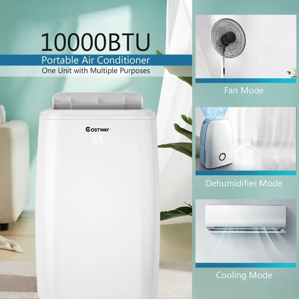 10000 BTU(Ashrae) Portable Air Conditioner with with 3 Modes and Remote Control - Oasis Home Essentials