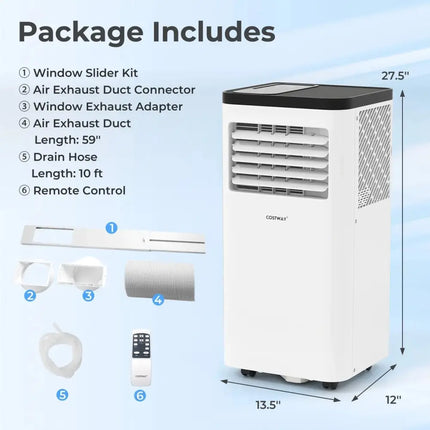 10000 BTU Portable Air Conditioner 3 in 1 Floor AC Unit Fan and Dehumidifier for Room Costway