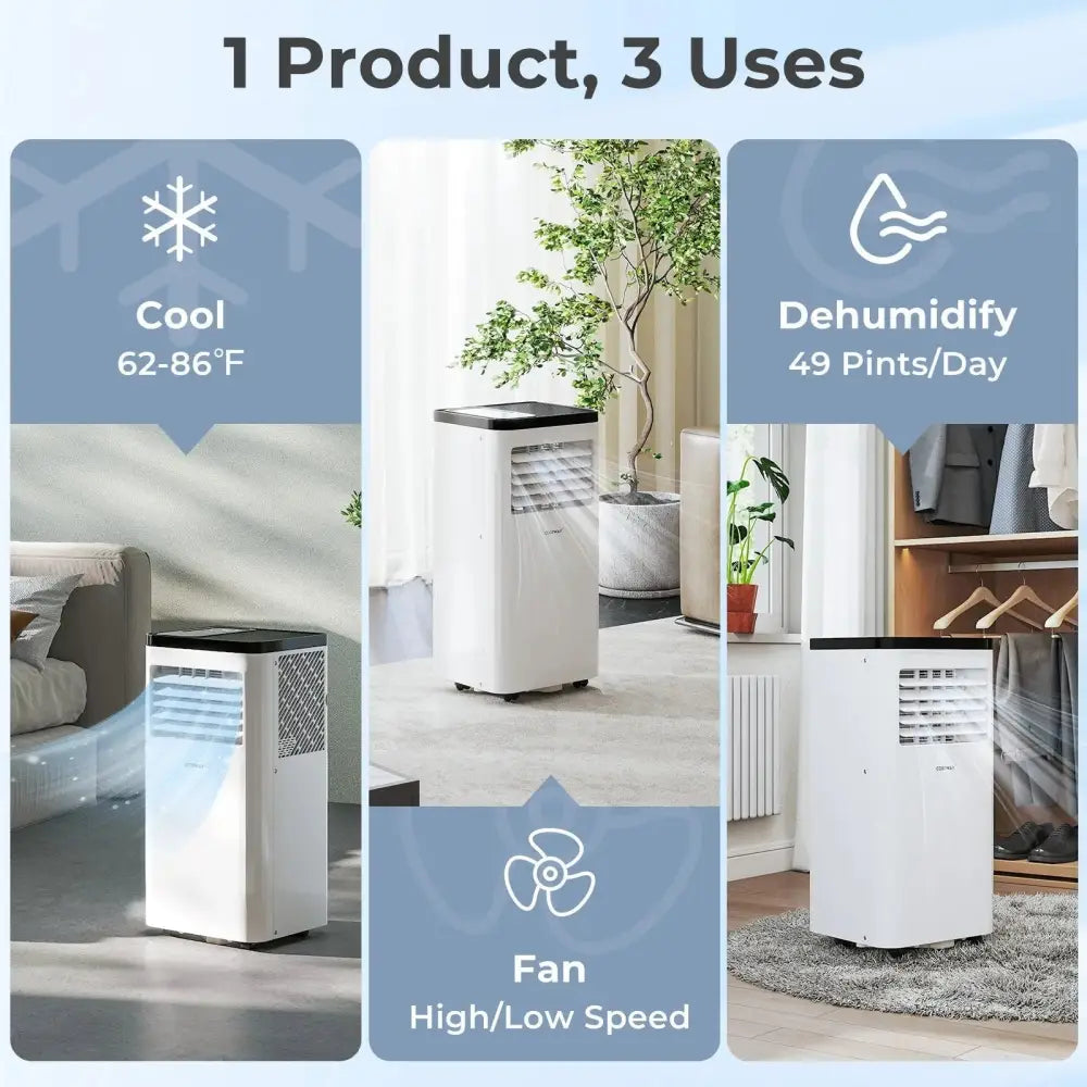 10000 BTU Portable Air Conditioner 3 in 1 Floor AC Unit Fan and Dehumidifier for Room Costway