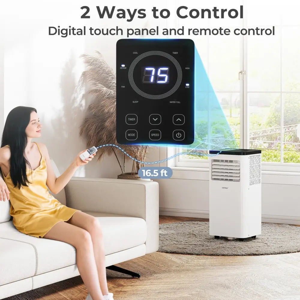 10000 BTU Portable Air Conditioner 3 in 1 Floor AC Unit Fan and Dehumidifier for Room - White - Portable Air