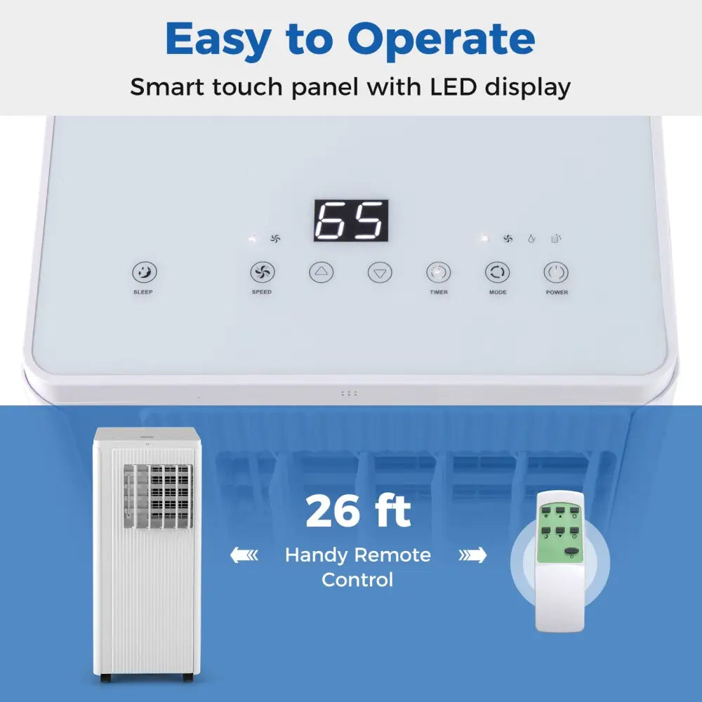 10000 BTU Portable Air Conditioner Cools up to 350 Sq wth 24H Timer - White - Portable Air Conditioners