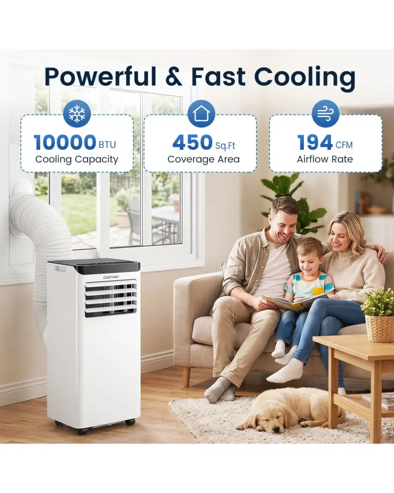 10000 BTU Portable Air Conditioner Cools with Dehumidifier and 24H Timer-Black - Black - Portable Air Conditioners