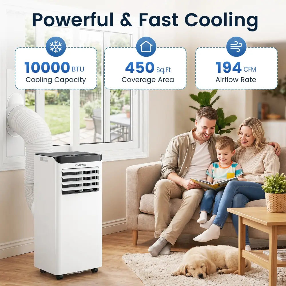 10000 BTU Portable Air Conditioner Cools with Dehumidifier and 24H Timer-Black - Black - Portable Air Conditioners
