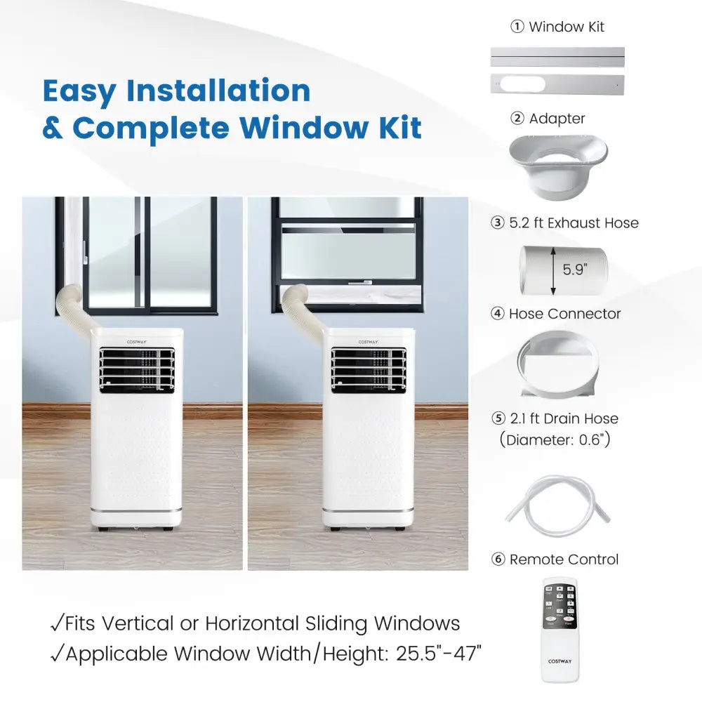 10000 BTU Portable Air Conditioner with Dehumidifier and Fan Mode - White - Portable Air Conditioners