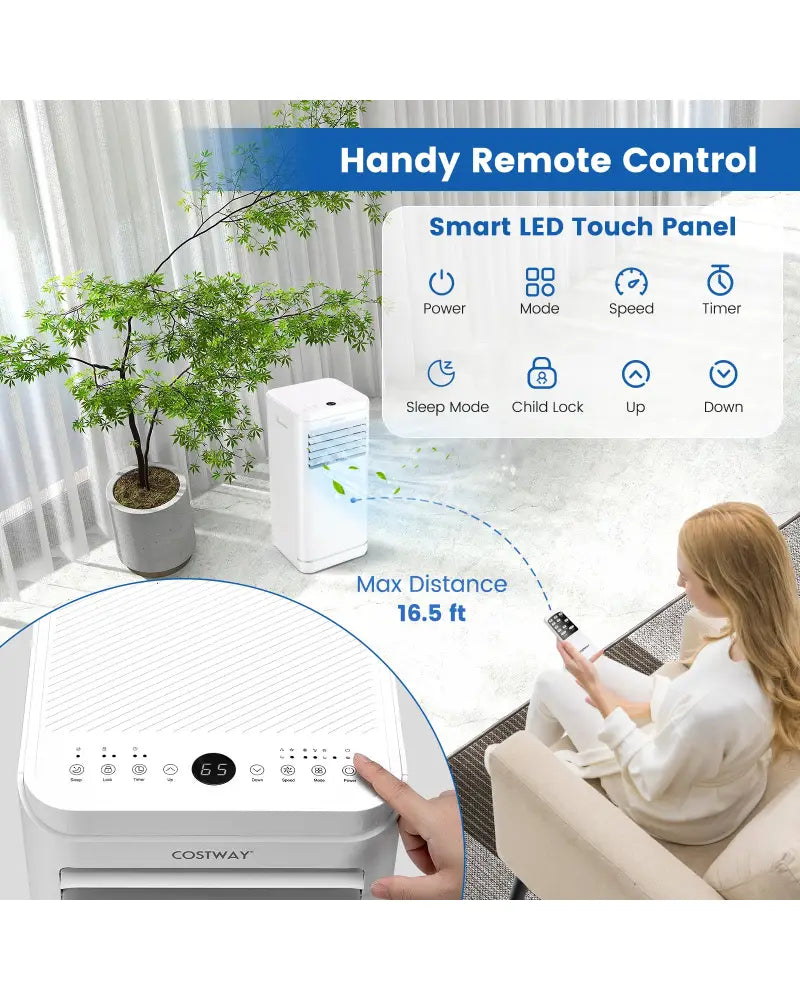 10000 BTU Portable Air Conditioner with Dehumidifier and Fan Mode - White - Portable Air Conditioners