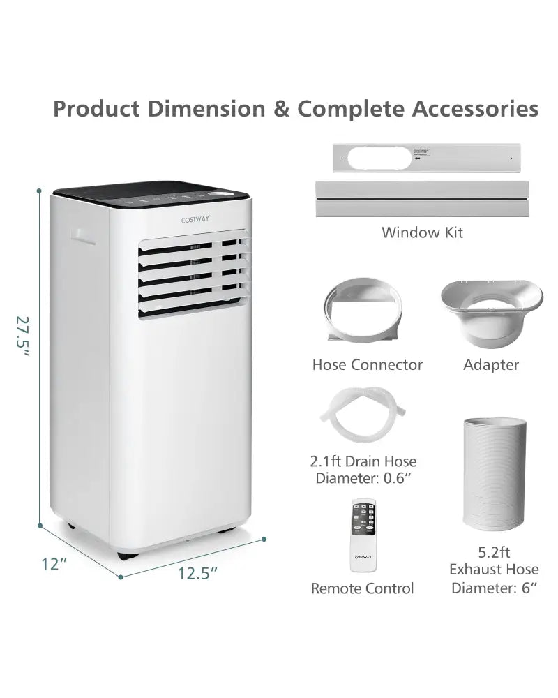 10000 BTU Portable Air Conditioner with Fan Dehumidifier Sleep Mode-White - White - Portable Air Conditioners