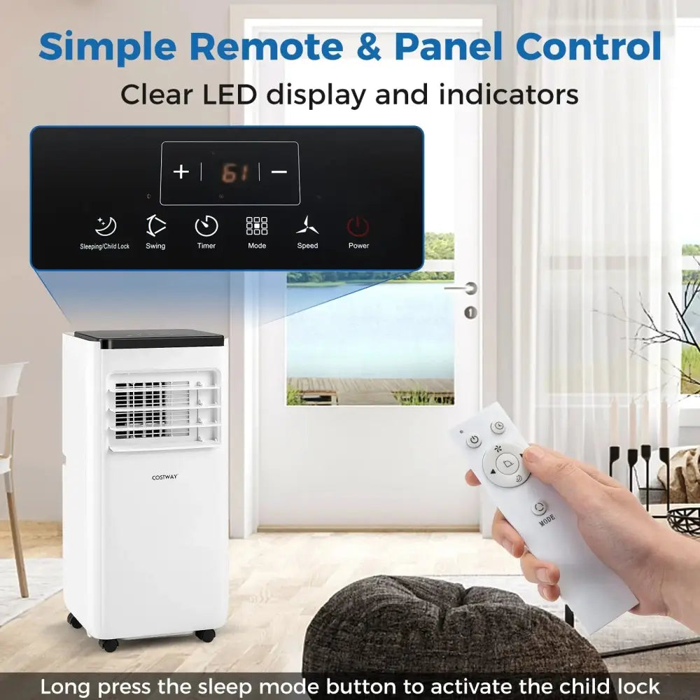 10000 BTU Portable Air Conditioner with Remote Control Cools up to 350 Sq.Ft Costway